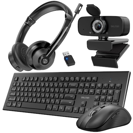 Delton Work Anywhere 4pc 30X Bundle Wireless Headset Webcam Wireless Keyboard Computer Accessories DBND4WLS30XREG